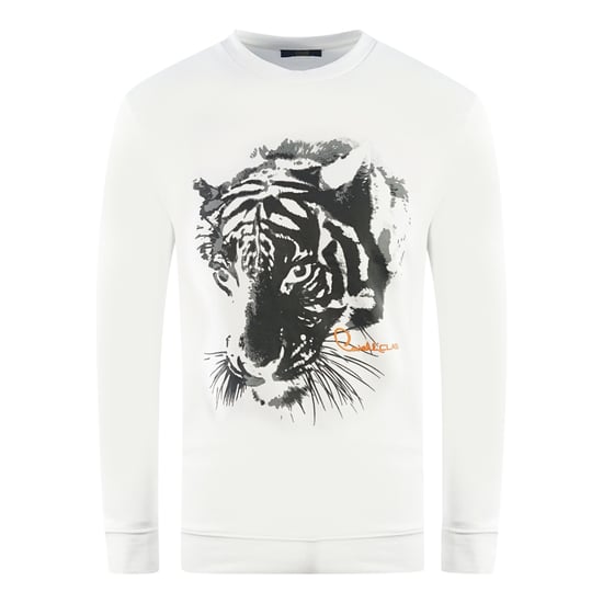 Cavalli Class Tiger Silhouette Logo Weißes Sweatshirt - Image 1