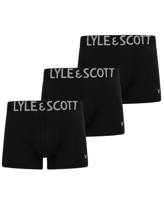 Lyle & Scott – Schwarze Unterhosen mit Satinbund im 3er-Pack - Image 1
