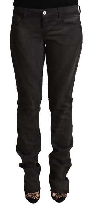 Costume National Women's Black Cotton Mid Waist Skinny Pants