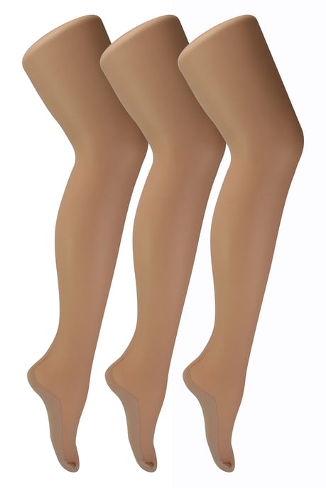 Sock Snob - Womens Vintage Seamed Tights | 3 Paar Multipack | 40 Denier Knee High Ultra Sheen Tights mit Line Up the Back - Nude / Nude - Image 1