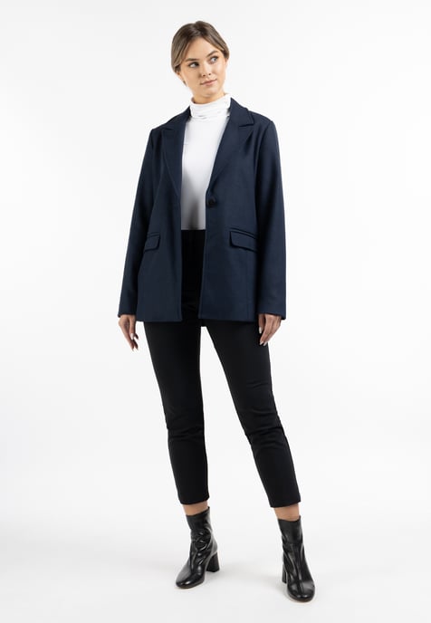 Dreimaster Langer Blazer aus Wollgemisch Damen Nachtblau - Image 2