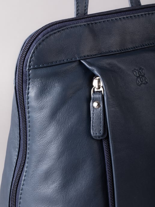 Enderby Leather Backpack in Navy