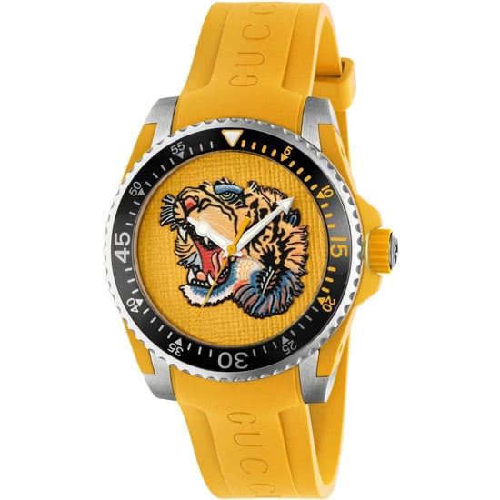 Gucci YA136317 Herrenuhr mit gelbem, besticktem Tiger-Zifferblatt - Image 1