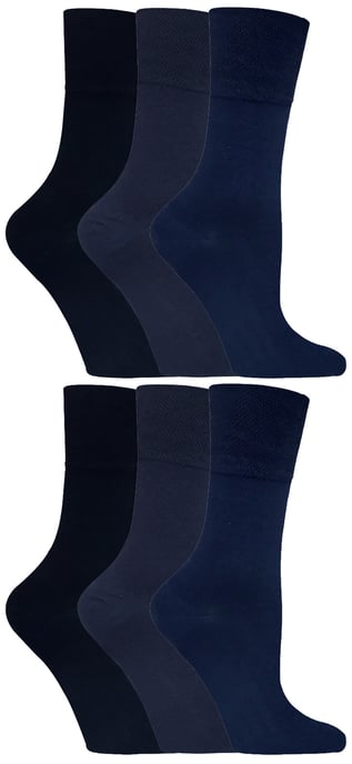 Gentle Grip - 6 Paar Damen Diabetiker-Socken mit Honigkamm-Oberteil und handgekettelten Zehennähten - Dunkelblau 37 - Image 1