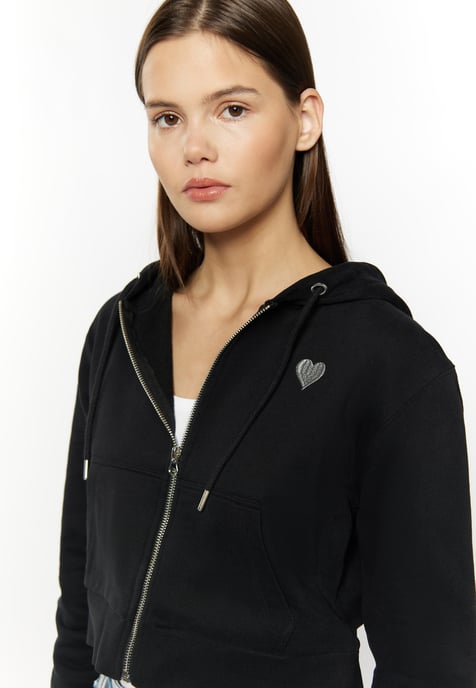 Mymo Kapuzenpullover mit Reißverschluss Damen schwarz - Image 5