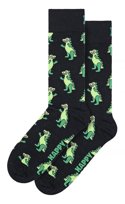 Neuheit Dinosaurier-Print Socken | Happy Socks | Süße Lustige Dino-Socken - Grün - Image 1