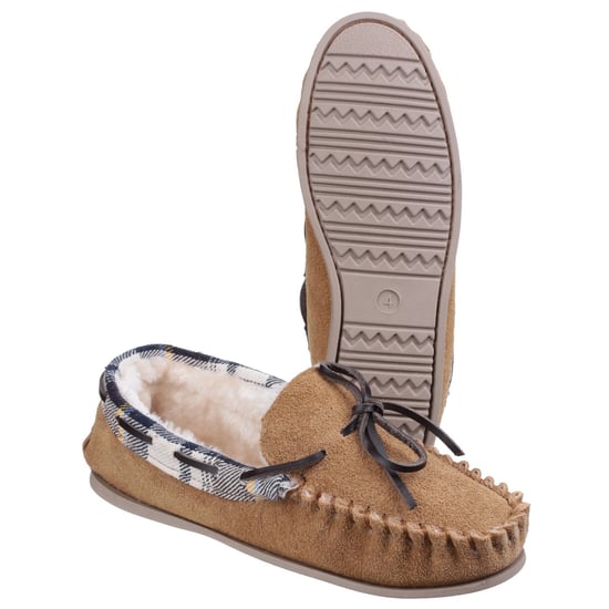 Cotswold Womens/Ladies Kilkenny Classic Fur Lined Moccasin Slippers (Tan)
