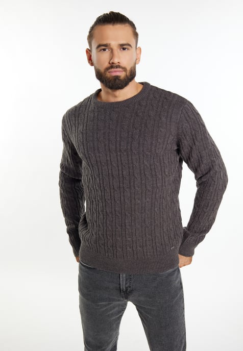 Dreimaster Strickpullover Herren grau melange - Image 3