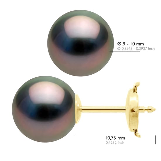 Ohrringe Gelbgold 375 - Echte Tahiti-Zuchtperlen rund 9-10 mm - Image 2