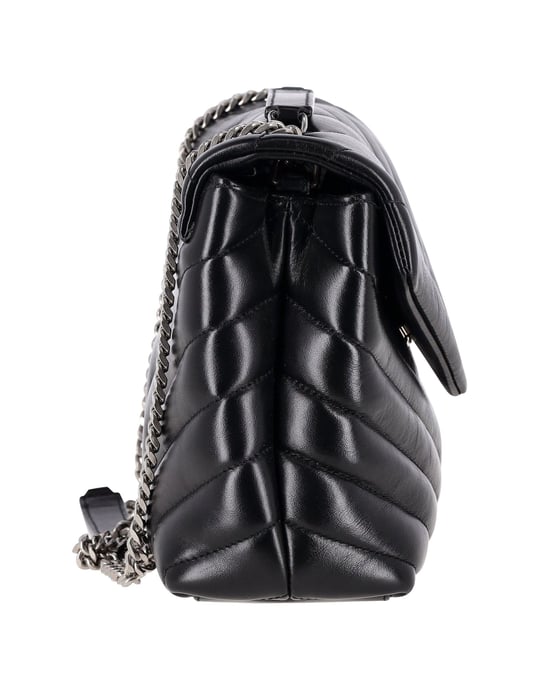 Saint Laurent Kleine Loulou Schultertasche aus schwarzem Leder - Image 2