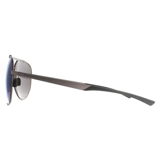 Porsche Design Aviator Mens Dark Gunmetal Black Strong Dark Blue Mirror P8920