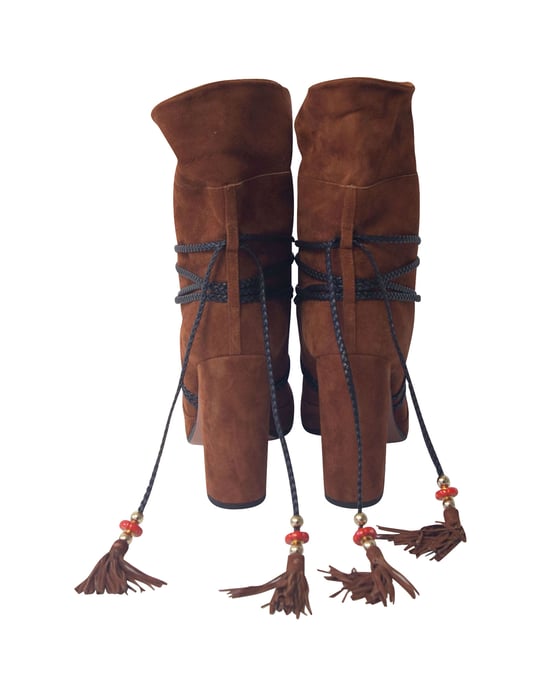 Aquazzura Moonshine Stiefel mit Bindung aus braunem Wildleder - Image 4