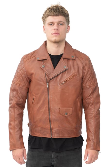 Mens Cross Zip Leather Biker Jacket - Gibraltar