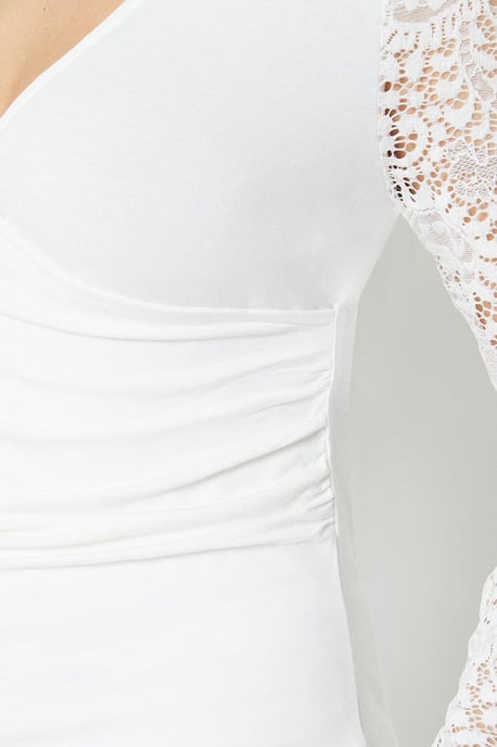 Jersey Lace Sleeve Wrap Top