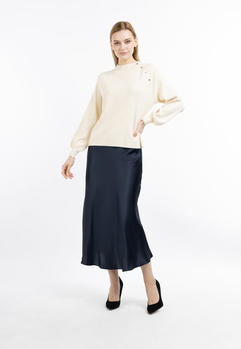 Dreimaster Strickpullover mit Rollkragen Damen Elfenbein - Image 2