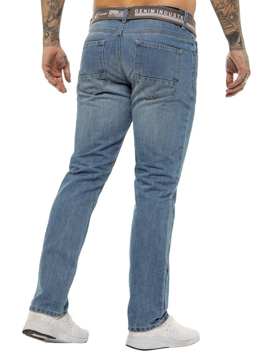 Enzo | Herren Designer Regular Fit Denim Jeans -Hellblau - Image 4