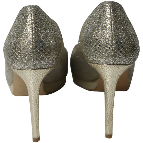 Jimmy Choo Metallic Luna Offene-Toe-Pumps aus goldfarbenem Leder - Image 4