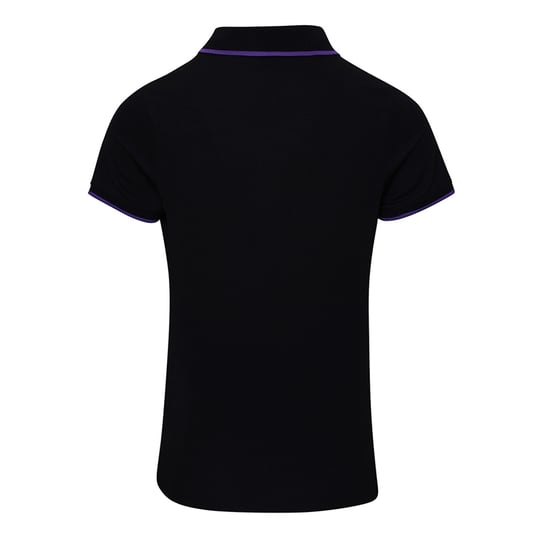 Premier Womens/Ladies Contrast Coolchecker Polo Shirt (Schwarz/Lila) - Image 2