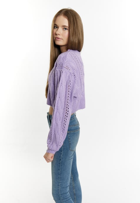 Mymo Kurzer Strickpullover Damen violett - Image 3