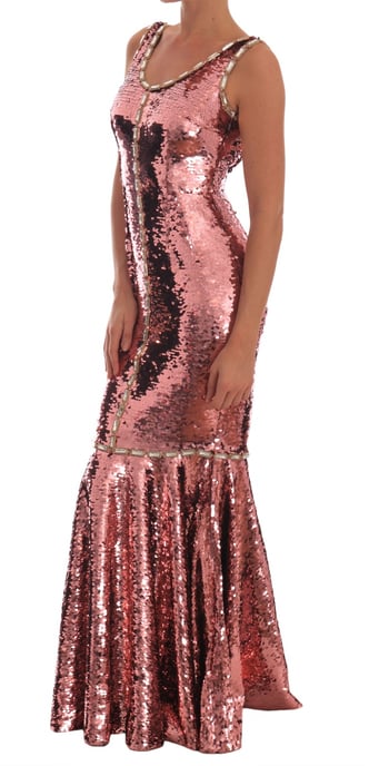 Dolce & Gabbana Robe fourreau rose pailletée et cristal pour femme - Image 4