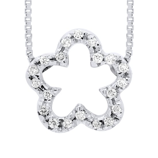 DIADEMA - Necklace with Diamonds - Flower - White Gold