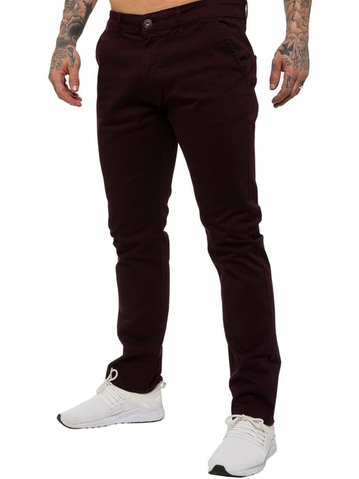 Enzo | Herren Slim Fit Stretch Chino Jeans - Burgunderrot - Image 1