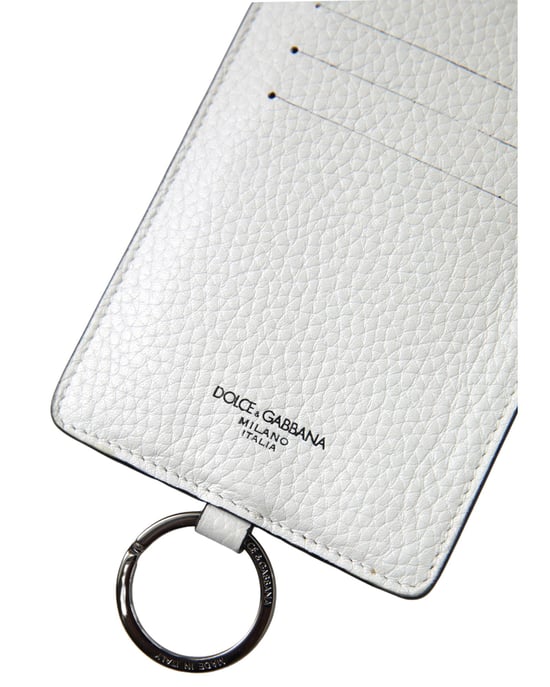 Logo-Embossed  Leather Card Holder with Lanyard