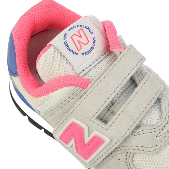 Girl's New Balance 574 Hook and Loop Trainers in Grey pink