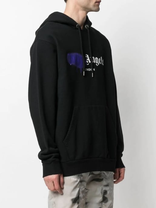 Palm Angels London Lila Sprühlogo Hoodie Schwarz - Image 3