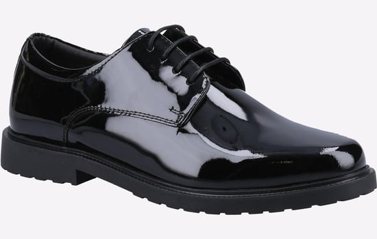 Hush Puppies Verity Slip On Leder Damen Lack Schwarze Brogues Schuhe - Image 2