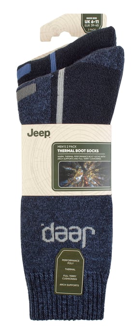 Mens Thermal Winter Socken | Jeep | Thick Ribbed Design Warm gestrickt Boot Socken | Chunky Performance Socken - Navy / Blau - Image 2