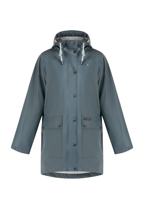 Schmuddelwedda Oversized Regenmantel Damen Blaugrau-271 - Image 1