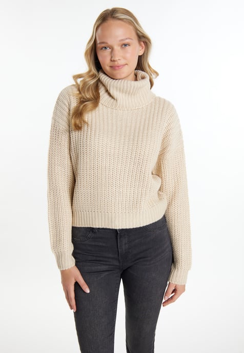 Mymo Strickpullover Damen Creme - Image 3