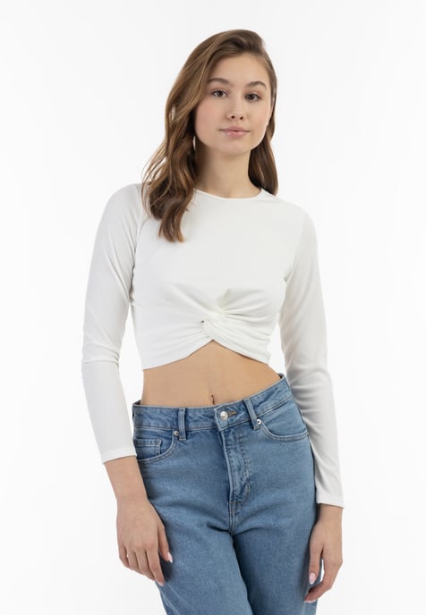 Mymo Langarmshirt Damen weiss - Image 3