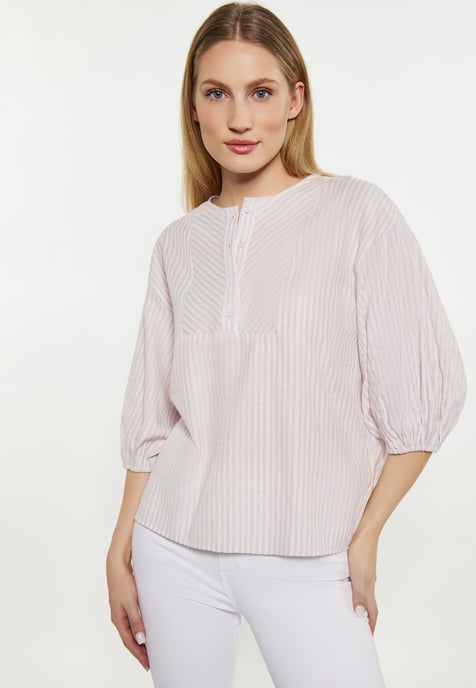 Dreimaster Bluse Damen Helllila Wollweiss - Image 3