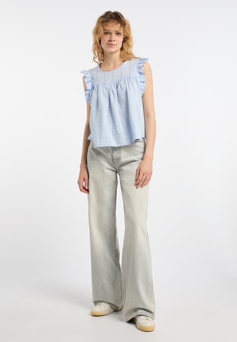 Dreimaster Bluse Damen Hellblau - Image 2