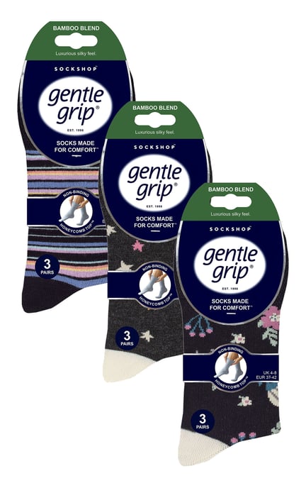 9er-Pack Bambus-Socken Damen | Gentle Grip | Extra Wide Soft Top Non Elastic Socken - SOLRM404142 - Image 2