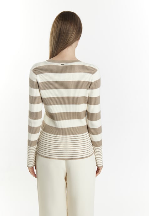 Dreimaster Strickpullover Damen Grau Beige Wollweiss - Image 4