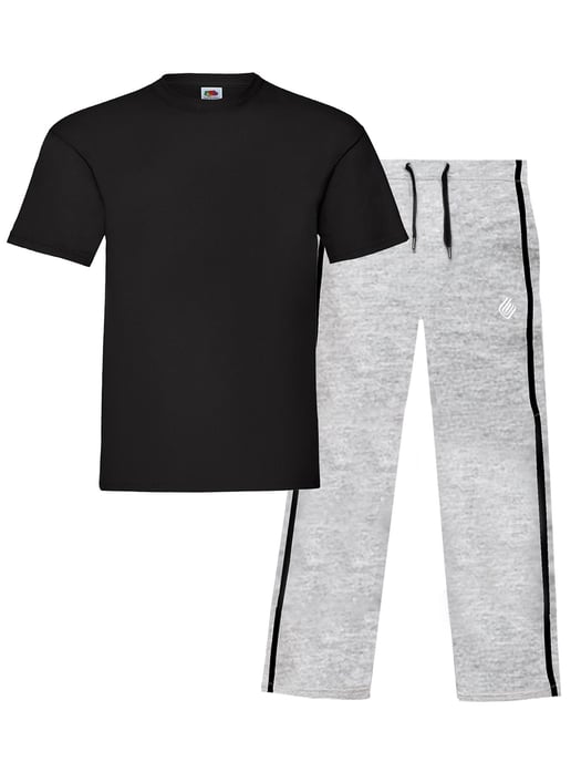 Enzo | Herren T-Shirt & Hose Loungewear Set - Schwarz/Grau - Image 1
