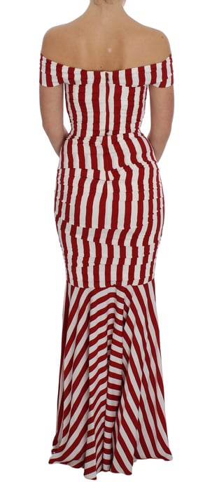Dolce & Gabbana Damen Rot Weiß Seiden Stretch Kleid - Image 3