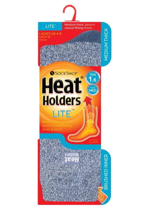 Heat Holders Lite - Dünne Winter-Thermosocken für Damen in einfarbigen Farben - Denim / Creme - Image 2