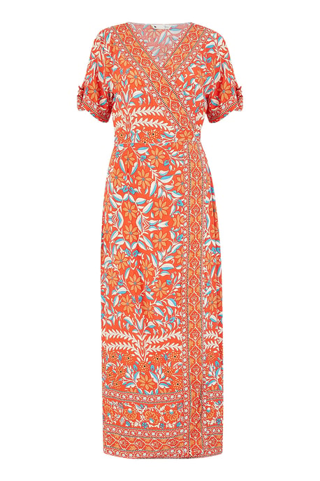 Orangefarbenes Kleid mit Blumen Yumi - Image 4