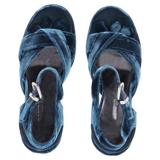 Jil Sander Chunky Sandalenabsätze aus blauem Samt - Image 4