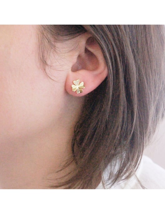 Kleeblatt-Ohrringe - Gold und Kristall - Image 2