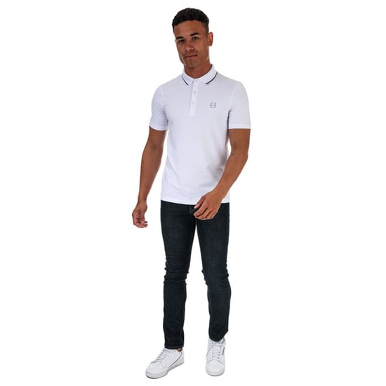 Men's Armani Exchange Bold Tipped Polo Shirt in White