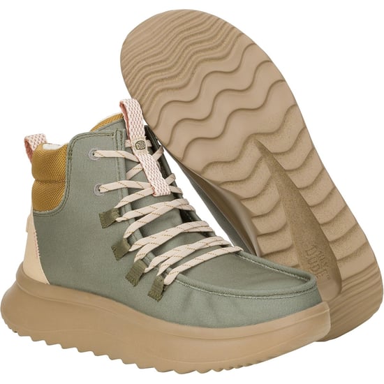 HEYDUDE Wendy Peak Apres PU beschichtetes Segeltuch Damen Olive Stiefel - Image 3