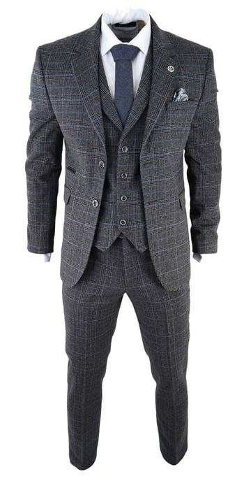 Herren Graues Karomuster 3-teiliges Tweed-Anzug Peaky Blinders 1920er Jahre Gatsby Maßgeschneiderte Passform - Image 2