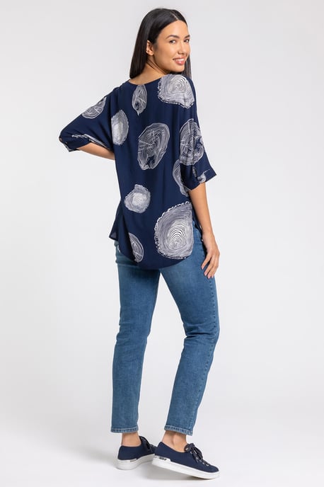 Linear Abstract Print Tunic Top