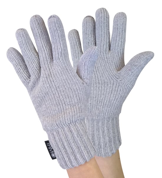 Damen Thinsulate Mütze und Handschuhe Set | THMO | Weiche Chenille gerippte Beanie Mütze & Handschuhe für Frauen - Grau - Image 2