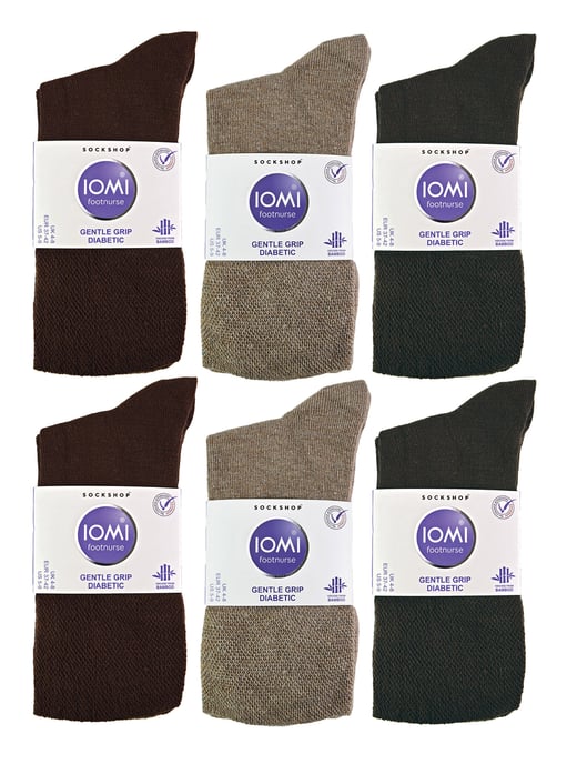 IOMI - 12 Paar Multipack Damen Diabetiker Bambus Socken | Damen Extra Wide Seamless Socken mit Non Elastic Gentle Grip Top - Dark Brown - Image 2